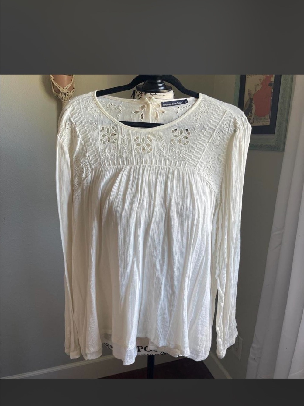 Abercrombie & Fitch Cream Embroidered Peasant Tunic